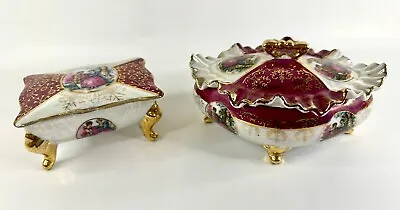 Buy 2 Vintage Lustreware Limoges? Style Bone China Keepsake Trinket Jewellery Boxes • 18£