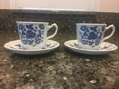 Buy Set Of 2 VTG Old Chelsea” Blue Floral By W H Grindley England Plates & Cups • 13.24£