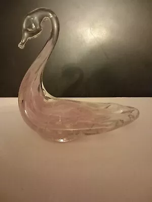 Buy A  Tweedsmuir Glass Pink And Clear Glass Swan Ornament • 6£