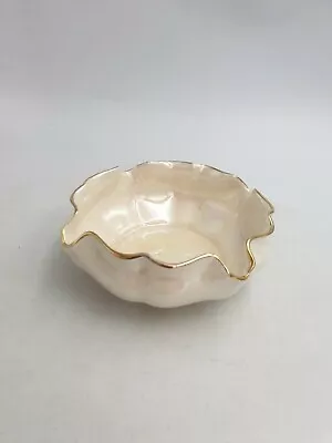 Buy Art Deco Fieldings Devon Ware Pearline Lustre Small Dish Bowl Curled Edge Goldd  • 34.99£
