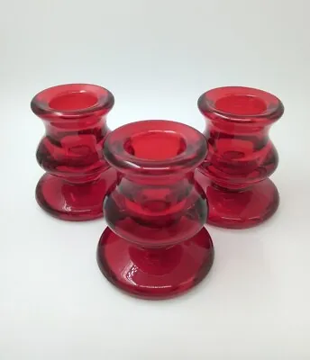 Buy 3 X Biedermann Ruby Red Glass Candlesticks/Holders • 19.58£