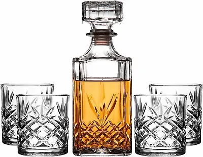 Buy  Refined 5-Piece Whiskey Set: Decanter & 4 DOF Glasses - Elegant Glassware!  • 28.44£