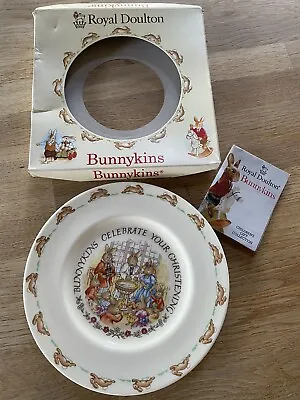 Buy Vintage Royal Doulton 1936 Bunnykins 8” Plate Celebrate Your Christening Boxed • 5£