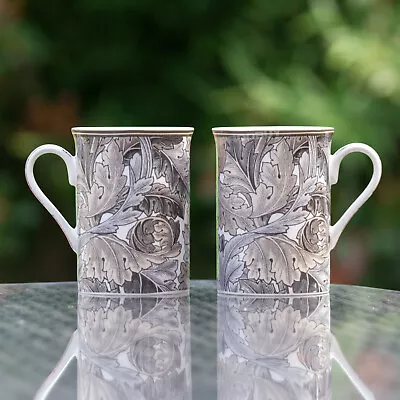 Buy Set Of 12 Dark Floral Coffee Mugs 260ml William Morris Acanthus Fine China Cups • 55£