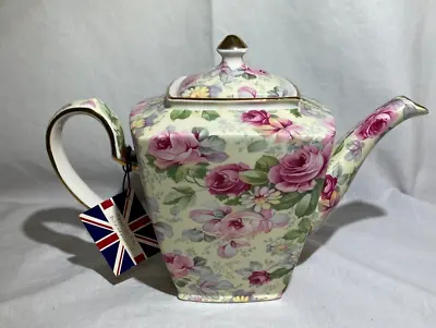 Buy Rare Arthur Wood England Chintz Floral Fine China 4 Cup Teapot Gold Roses • 102.04£