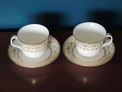 Buy Pair Of Minton Jubilee Pattern Bone China Cups & Saucers H5250 • 40£