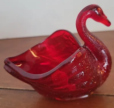 Buy Vintage Fenton Ruby Red Glass Swan Bowl Cadmium Glass • 12.32£