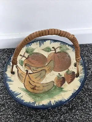 Buy Puigdemont Art Pottery Fruit Bowl Basket Spain Woven Handle Retro Prop Bb15b • 10£