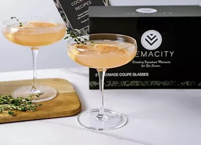 Buy VEMACITY Elegant Handmade Coupe Cocktail Gin Champagne Glasses Set Of 2 • 10£