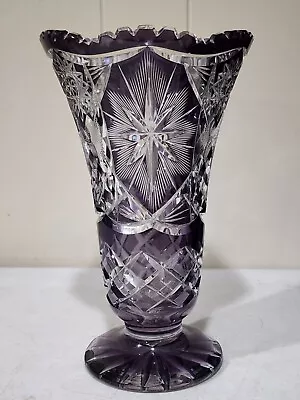 Buy Vintage Bohemian Czech Starburst Cut To Clear Purple Amethyst Crystal 11  Vase • 269.72£