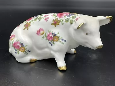 Buy Fentons Bone China Pig Ornament With Pink Rose Floral Design • 9.50£