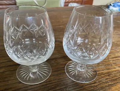 Buy Pair Of Crystal Cut Glass Brandy Glasses • 10£