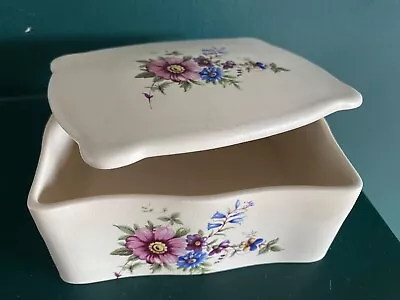 Buy Vintage Axe Vale Devon Pottery Ceramic Floral  Lidded Cheese Butter Trinket Dish • 6.95£