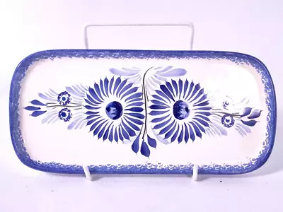 Buy Vintage HB Henriot,Quimper Rectangular Ceramic Tray With Blue Floral Pattern. • 19.99£