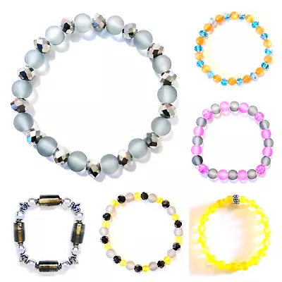 Buy Various Handmade Stretch Bracelets With Assorted Glass, Acrylic & Metal Beads • 3.30£