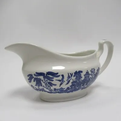 Buy Churchill Willow Gravy Boat Homeware Blue White Pottery Made In England Vintage  • 15£