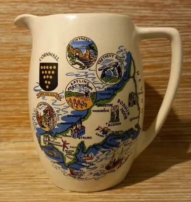 Buy Vintage Map Of Cornwall Kernow 13.5cm High Newton Abbot Pottery Jug • 17.50£