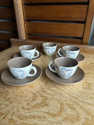 Buy Poole Pottery Freeform 4 Coffee Cups And Saucers With A Sugar Bowl. Rare • 200£