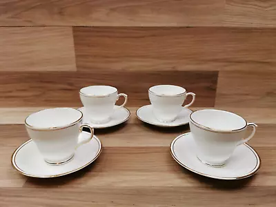 Buy 4 X Duchess Ascot Small Coffee Cups And Saucers - White & Gold • 19.99£
