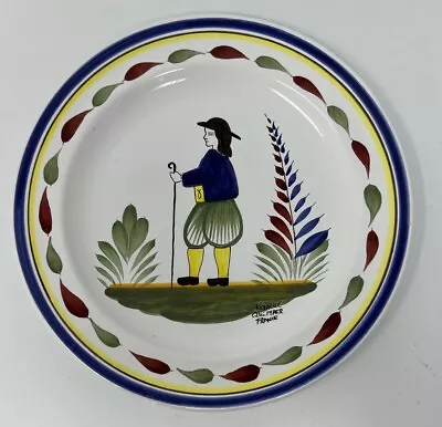 Buy Keraluc Quimper France 8-1/2   signed Plate Traditional Man Hand Painted Pottery • 18.94£