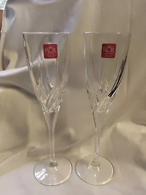 Buy New: Pair Of 'Twist' Italian Crystal Champagne Flutes. RCR Cristalleria Italiana • 12.99£