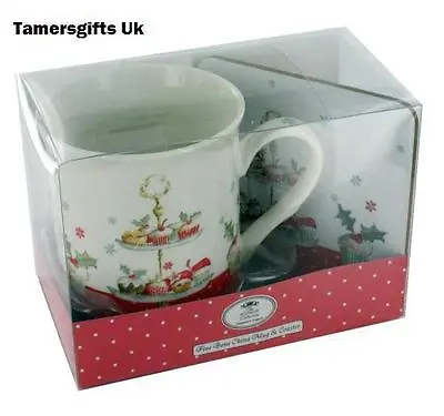 Buy Fine Bone China Royal Windsor Christmas Cup Cake Mug & Coaster Gift Set  Present • 7.99£