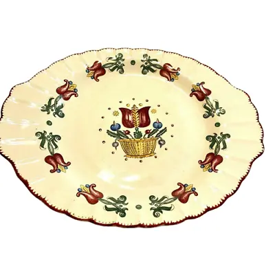 Buy American Limoges OLD DUTCH 13.75  X 11  Oval Platter, Dark Red Tulips, C. 1940s • 26.46£
