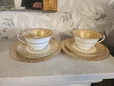 Buy Beautiful Antique George Jones Crescent Tea Cups, Saucers & Side Plates X2  • 20£