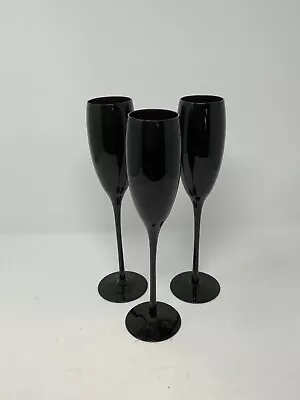 Buy Vintage Set Of 3 Black Amethyst Glass Champagne Glass 10  • 14.41£