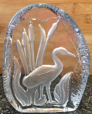 Buy Goebel Lead Crystal Glass Art Glass Stork Heron Crane In Bullrushes German • 9.50£