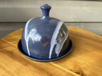 Buy Blue White Drip Glazed Abstract Butter Cheese Studio Art Pottery Dish-Signed • 23.72£