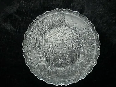 Buy Vintage Fenton Harvest Country Farm Satin Glass Clear Dish Plate Signed • 6.16£