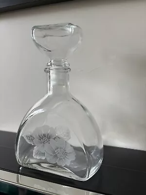 Buy Vintage Crystal Clear Thick Glass Bottle/ Decanter With Lid • 9£