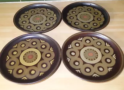 Buy 4x Denby Arabesque Large Dinner Plates Brown Retro Stoneware 1960s • 32.10£