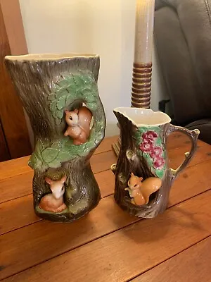 Buy Vintage Withernsea Eastgate Pottery Fauna Forest Creatures Vase Deer/Squirrels • 25£