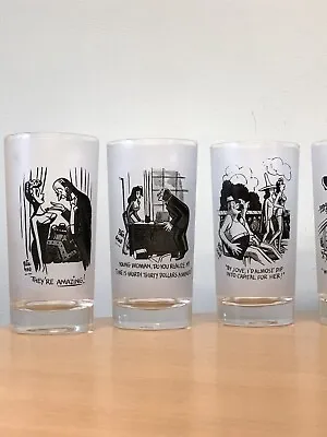 Buy Vintage American 1940's Peter Arno New Yorker Cartoonist Risque Cocktail Glasses • 225£