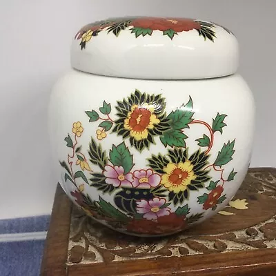 Buy Vintage Sadler Pottery Ginger Jar. Floral Decoration. Orange Flowers. Lidded Pot • 5£