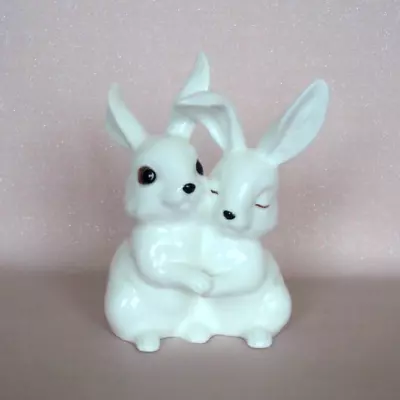 Buy Royal Osborne Hare Hugging Couple. White Bone China Vintage Rabbit Figurine. • 8£