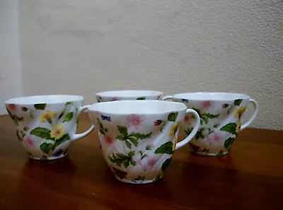 Buy Queens Bone China Set Of 4 * Country Meadow * Fluted Tea Cups • 16£