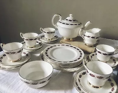 Buy Paragon Elegance Tea Set Tea Pot Plates Milk Jug Bowl 5 Trio Cup & Saucers  • 74.75£