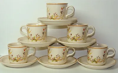 Buy 6 St. Michael Harvest Pattern Tea Cups And Saucers By Marks & Spencer • 14.95£