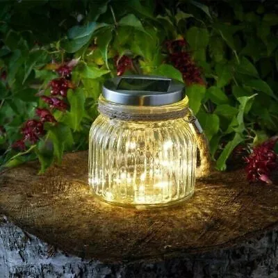 Buy Solar Glass Jar LED Outdoor Garden Ornament Hanging Fence Patio Tree Light Decor • 9.99£