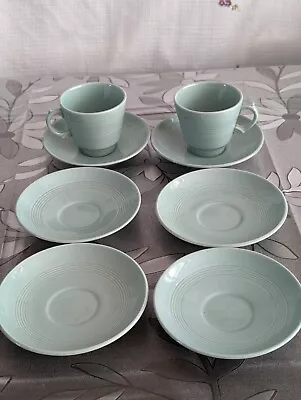 Buy Vintage Woods Ware Beryl Green Espresso Cups And Saucers • 0.99£