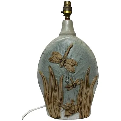 Buy Studio Pottery Dragonfly Reeds Frog Leaf Shape Vase Lamp Base By Bernard Rooke • 585£