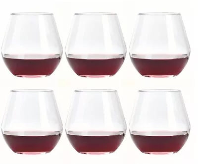Buy Durobor Set Of 6 Red White Wine Whiskey Glasses Large Stemless Tumblers • 13.99£