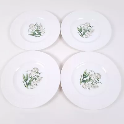 Buy Spode Virginia Side Plates 16cm Embossed Weave Rim White Flower Bone China X4 • 28.22£