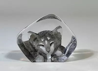 Buy Mats Jonasson Maleras Sweden, Art Glass Tinted Crystal Paperweight - Cat, Kitten • 16.50£