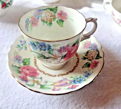 Buy Crown Staffordshire Floral Teacup And Saucer • 6£