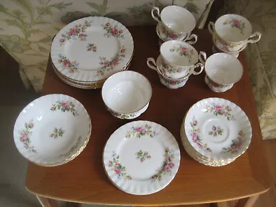 Buy Vintage Royal Albert Moss Rose Tea Set With 28 Pieces • 10£
