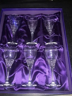 Buy New Set Of 6 Edinburgh Crystal PORTEE ￼Cordial Glasses Modern Diamond Cut • 72.39£